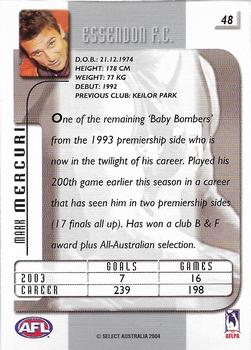 2004 Select Ovation - Promo #48 Mark Mercuri Back